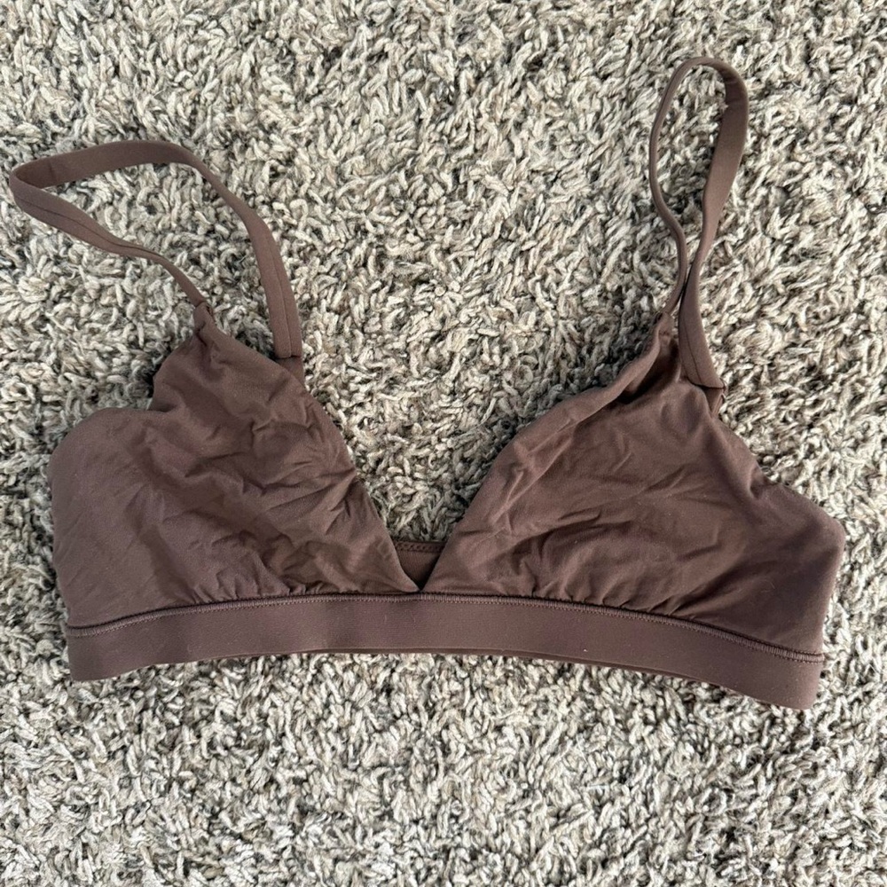 Skims Brown Triangle Bralette - Women Intimates & Sleepwear